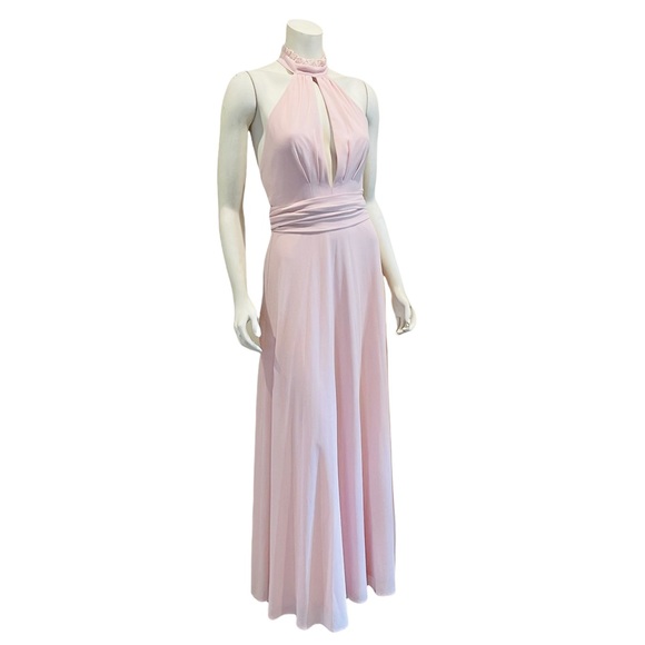 Lulus Dresses & Skirts - Lulu’s First Comes Love Pink Chiffon Halter Maxi Dress
